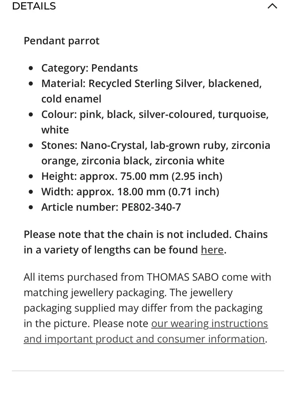Thomas Sabo Colorful Parrot Pendant Necklace - Multicolor